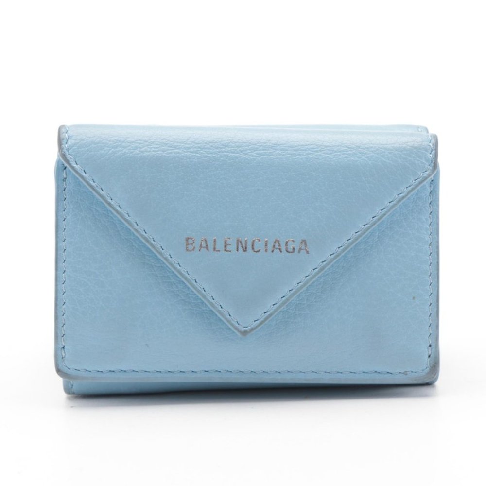 Balenciaga Papier Mini Wallet in Blue Calfskin Lea - Picture 2 of 5